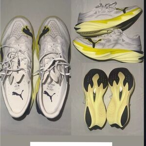 Puma White and Yellow Performance Running Shoes